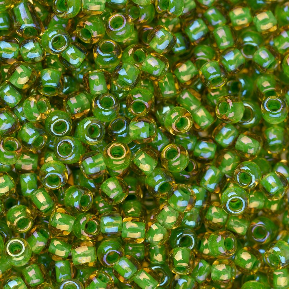 11/0 Toho Seed Beads #393 Green Lined Topaz 8-9g Vial