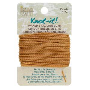 Knot It 1mm Waxed Brazilian Cord 15yd Card Almond