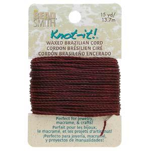 Knot It 1mm Waxed Brazilian Cord 15yd Card Burgundy