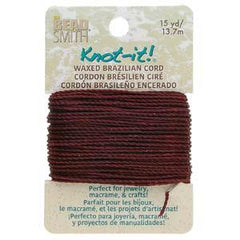 Knot It Waxed Brazilian Cord 1mm Burgundy 15yd Card