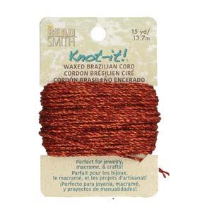 Knot It 1mm Waxed Brazilian Cord 15yd Card Metallic Copper