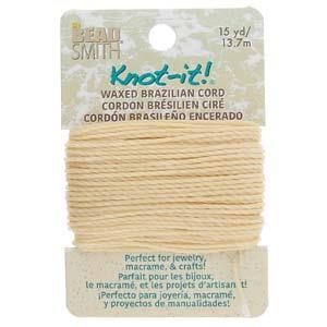 Knot It 1mm Waxed Brazilian Cord 15yd Card Cream