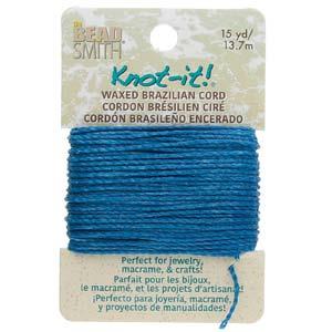 Knot It 1mm Waxed Brazilian Cord 15yd Card Deep Ocean