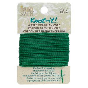 Knot It 1mm Waxed Brazilian Cord 15yd Card Evergreen