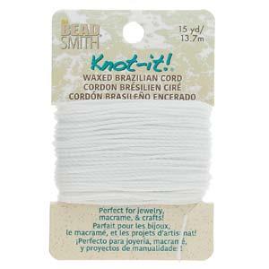 Knot It 1mm Waxed Brazilian Cord 15yd Card Extra White