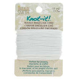 Knot It 1mm Waxed Brazilian Cord 15yd Card Extra White