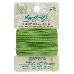 Knot It 1mm Waxed Brazilian Cord 15yd Card Lime