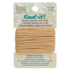 Knot It 1mm Waxed Brazilian Cord 15yd Card Natural