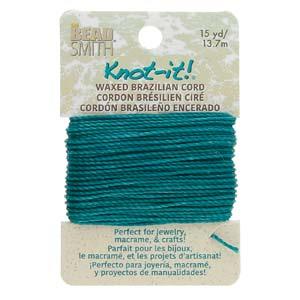 Knot It 1mm Waxed Brazilian Cord 15yd Card Seagreen
