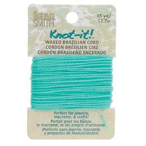 Knot It 1mm Waxed Brazilian Cord 15yd Card Seafoam