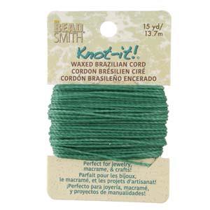 Knot It 1mm Waxed Brazilian Cord 15yd Card Teal