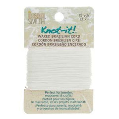 Knot It Waxed Brazilian Cord 1mm White 15yd Card