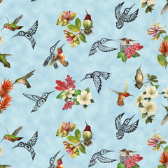 #29000 Hummingbird Vision Blue 100% Cotton  - Price Per Half Yard