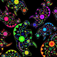 Neon Floral Bears 100% Cotton - Price Per Half Yard