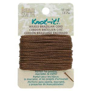 Knot It 1mm Waxed Brazilian Cord 15yd Card Brown