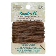 Knot It Waxed Brazilian Cord 1mm Brown 15yd Card