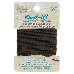 Knot It 1mm Waxed Brazilian Cord 15yd Card Chocolate