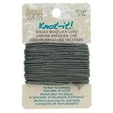 Knot It 1mm Waxed Brazilian Cord 15yd Card Dark Grey