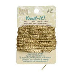 Knot It Waxed Brazilian Cord 1mm Metallic Gold 15yd Card