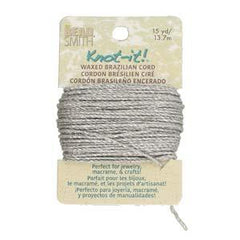 Knot It Waxed Brazilian Cord 1mm Metallic Silver 15yd Card