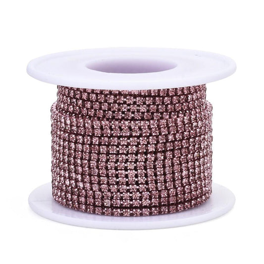 Metal 2mm Light Rose Rhinestone Banding 10yd/pk
