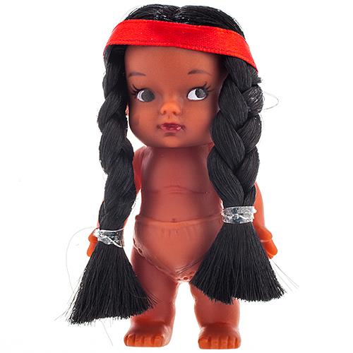 3 1/2" Native Doll with Braided Hair & Red Band