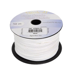 3mm Faux Suede Lace White 50m