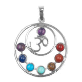 1 1/4" Ohm Metal Pendant with Gemstones 1/pk