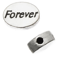 Oval 8x11mm, "Forever" Metal Bead