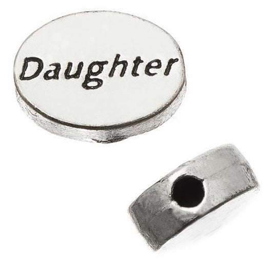 Metal Oval "Daughter" Bead 8x11mm Antique Silver (Each)