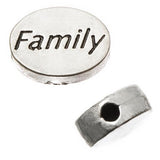 Metal Oval "Family" Bead 8x11mm Antique Silver (Each)