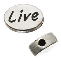 Oval 8x11mm, "Live" Metal Bead