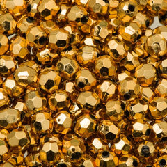 Faceted Beads 6mm Plastic 1000/pk - Metallic Gold