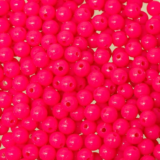 6mm Round Plastic Beads 1000/pk - Hot Pink