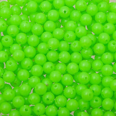 6mm Round Plastic Beads 1000/pk - Fluorescent Green