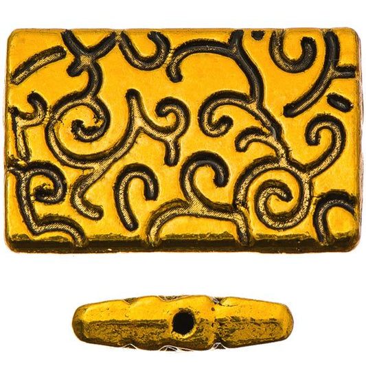 Metal Rectangle Beads 15x23mm Antique Gold 5/pk
