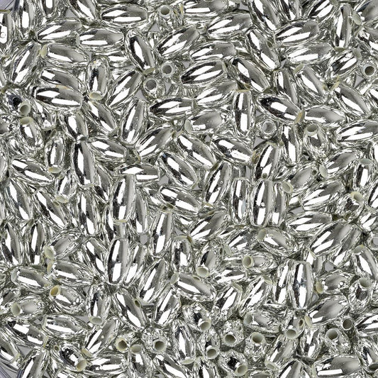 Oval Plastic Pearls 3x6mm Metallic Silver 1000/pk