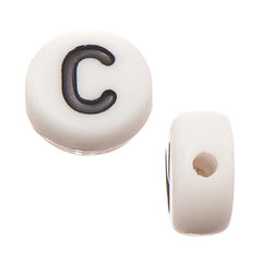 6mm Flat Round Letter "C" Beads 10/pk