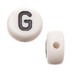 6mm Flat Round Letter "G" Beads 10/pk