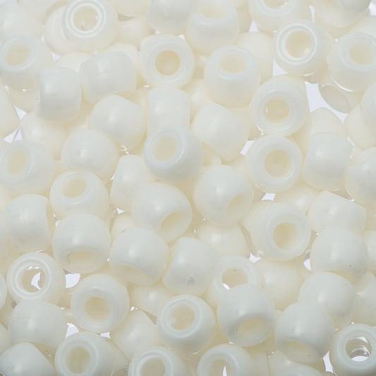 Crow Plastic Beads 9x6mm Opaque White 100/pk