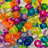Crow Plastic Beads 9x6mm Multi Transparent Mix 100/pk