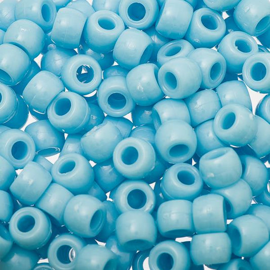 Crow Plastic Beads 9x6mm Opaque Light Blue 100/pk
