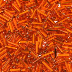 #3 Czech Bugle Beads Silver Lined Orange 25g Bag