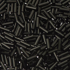 #3 Czech Bugle Beads Opaque Black 25g Bag