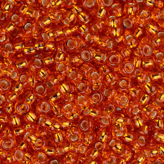 11/0 Czech Seed Beads #34983 Silver Lined Orange 23g