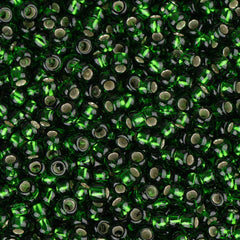 11/0 Czech Seed Beads #34972 Silver Lined Medium Green 23g