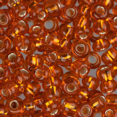 6/0 Czech Seed Beads #027 Silver Lined Orange 22g