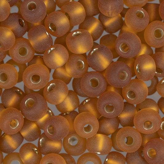 6/0 Czech Seed Beads #040 Silver Lined Matte Dark Topaz 22g