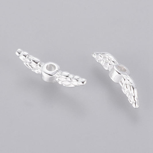 Metal Angel Wing Beads 12mm Silver 20/pk