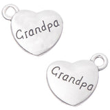 Grandpa Heart Metal Charm 13x15mm 5/pk